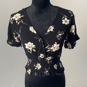 Paper Crane Black Floral Blouse